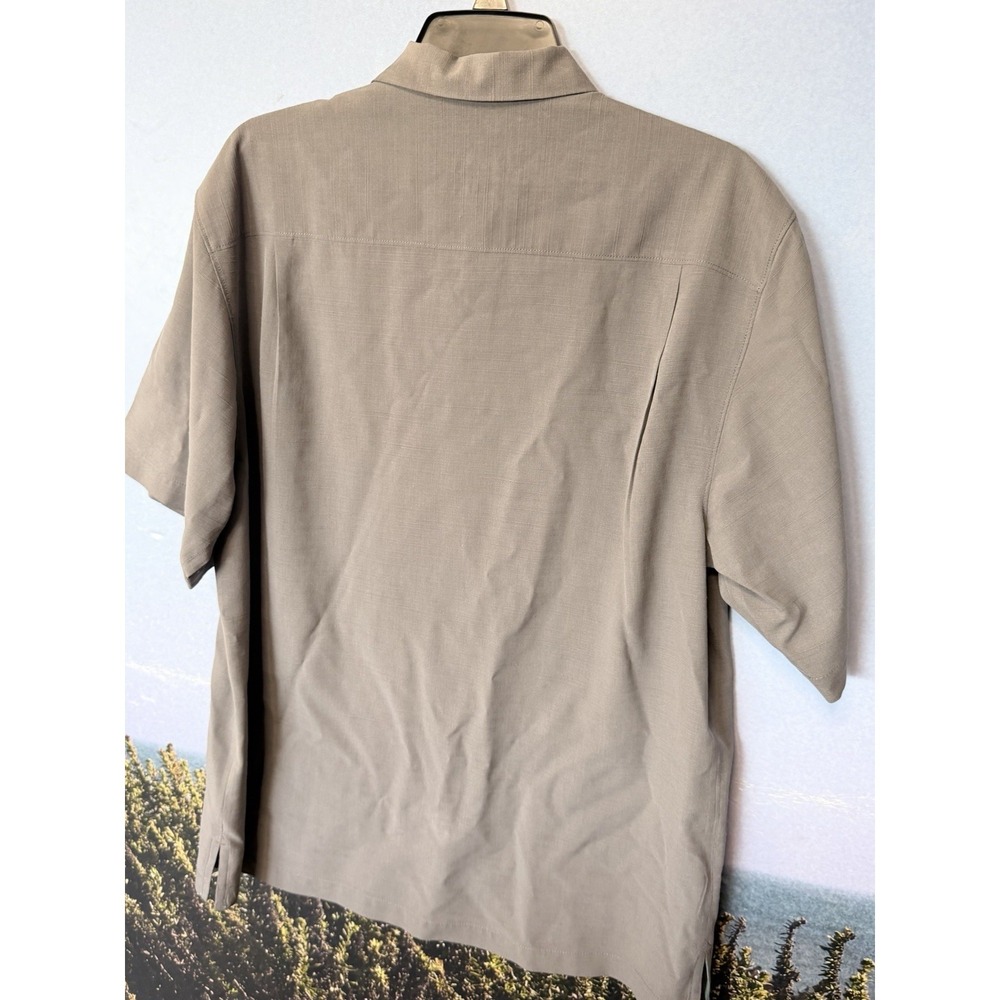 Tommy Bahama Silk Blend Shirt Men M Gray Geometric Embroidery Original Fit - Picture 4 of 6
